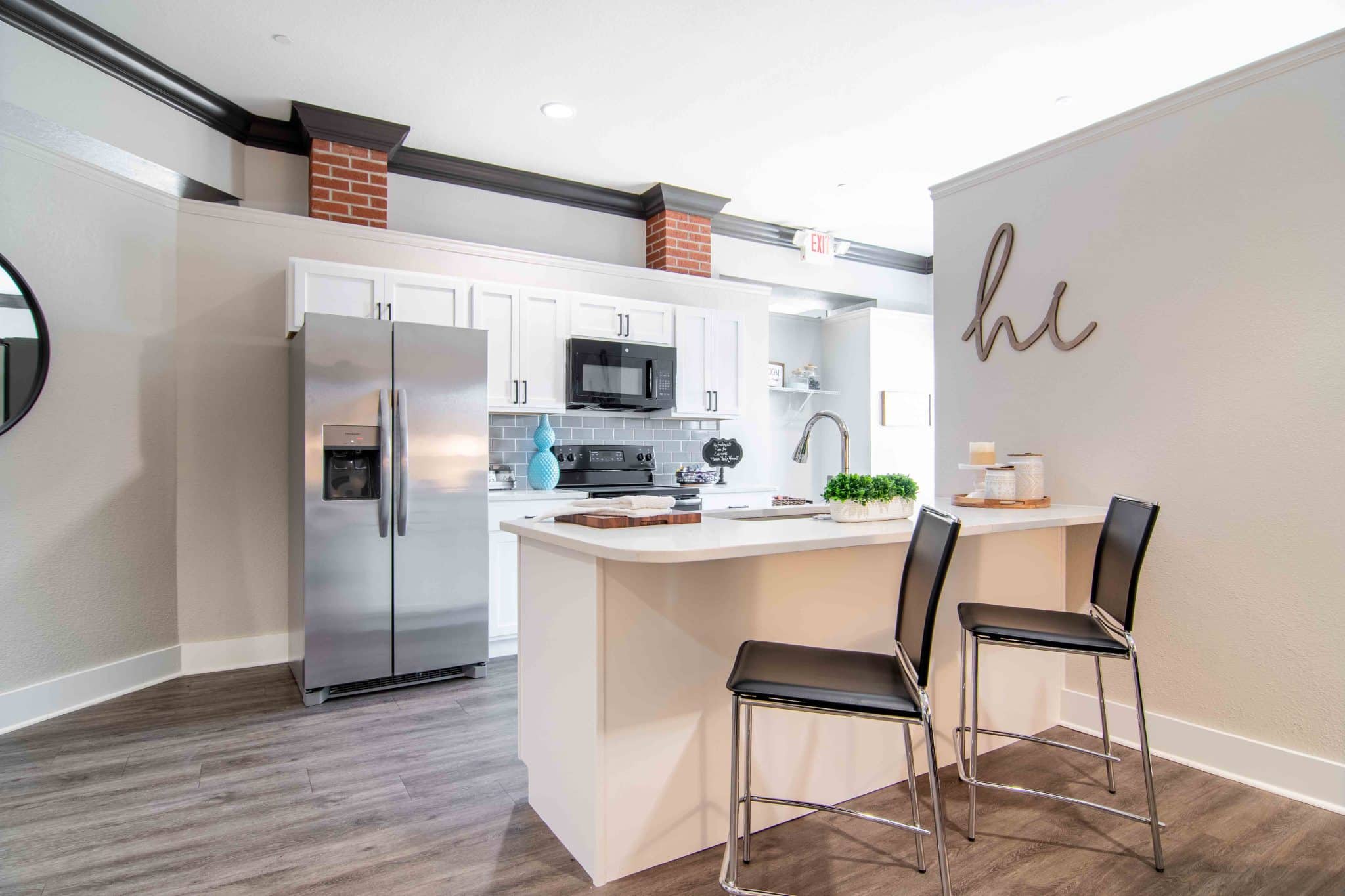 the flats at carrs hill apartments near uga model unit premium kitchen